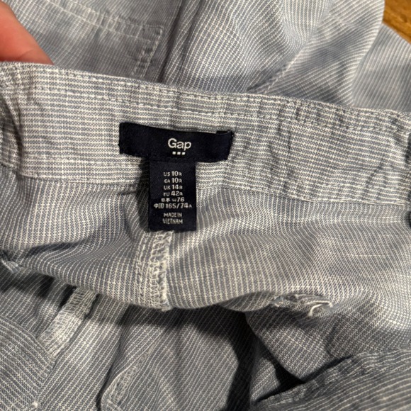 Gap Womens Light Blue Striped Linen Blend Drawstring Waist Casual Pants Nautical - Picture 3 of 9